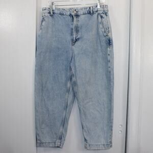 Zara‎ Womens Size 12 EU 44 High Rise Tapered Leg Mom Jeans Light Wash Denim